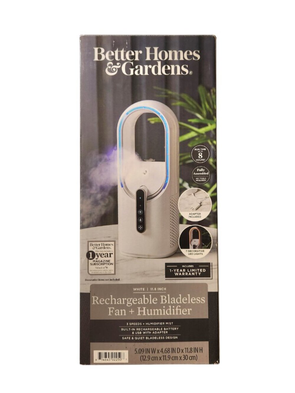 Better Homes & Gardens Rechargeable Bladeless Fan + Humidifier White New in Box